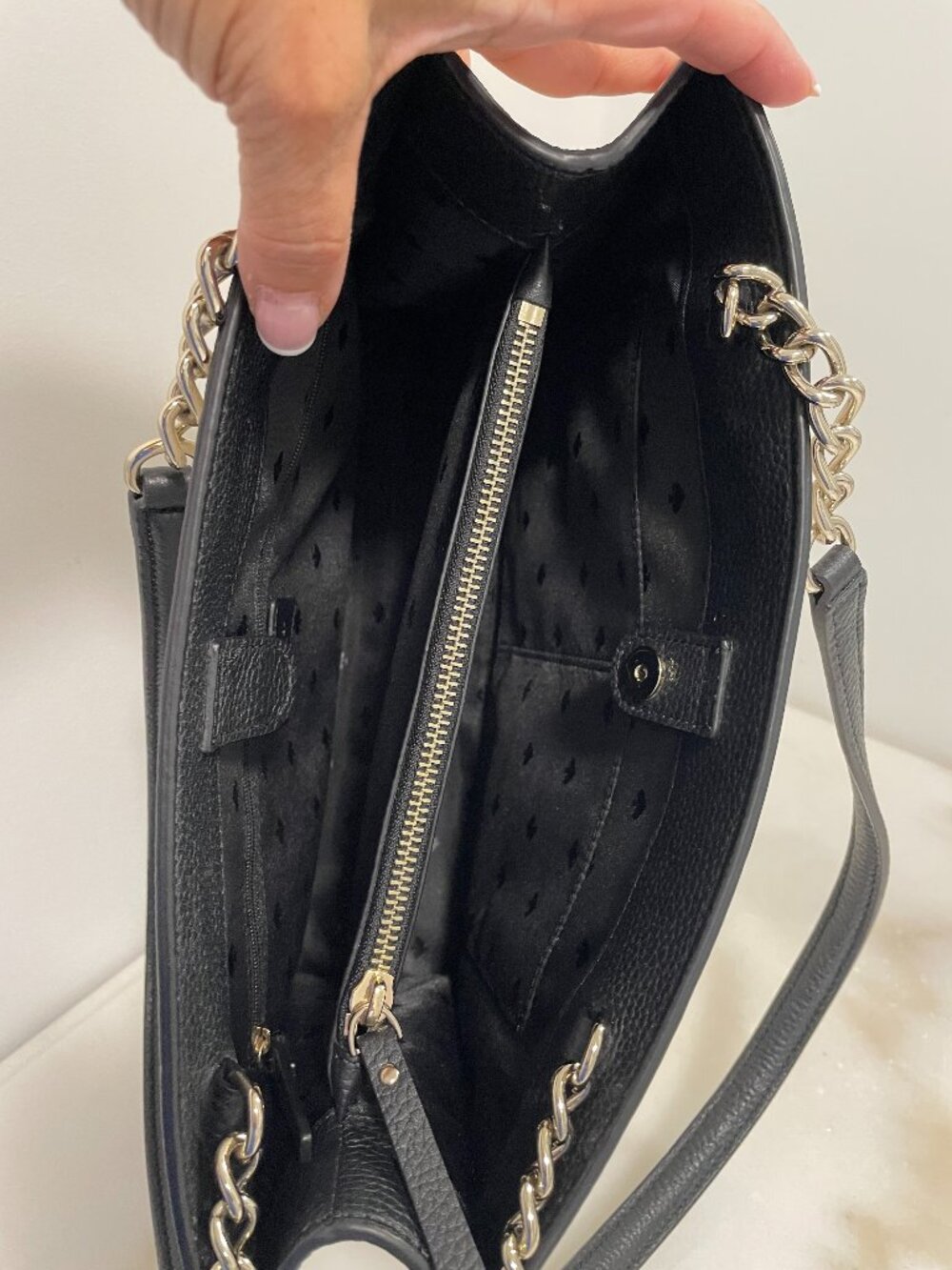Kate Spade Cherry Street Phoebe pebbled leather cream with black bow detail - Picture 5 of 9